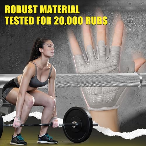 HOZMOZ Ventilated Weight Lifting Gloves, Thick Padded Workout Gym Gloves with Full Palm Protection & Grip & Shock Absorption for Women & Men's Fitness Exercise Training - Image 2