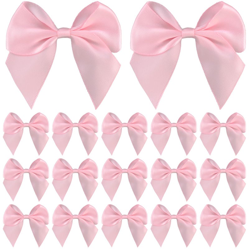 Peotclola Pink Satin Ribbon Bows 2.5" Self-Adhesive Gift Wrap Bows with Double-Sided Tape for Gift Wrapping, Wedding Decor, Birthday Presents, Party Decor, DIY Crafts, Baby Shower, Anniversary,50 PCs - Image 1