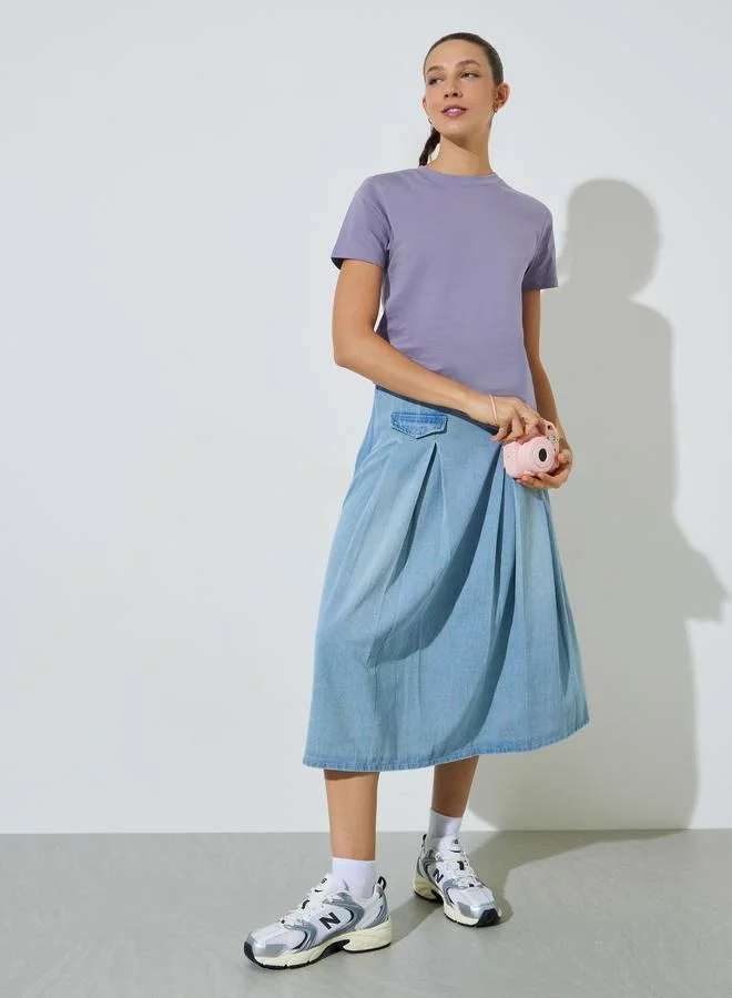 ستايلي Lilac Plain Cotton Regular Fit T-Shirt