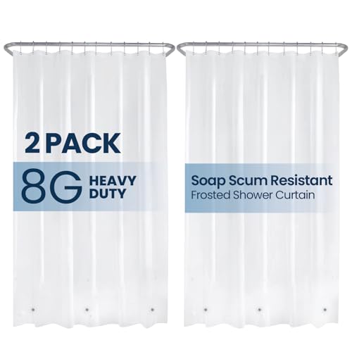 LiBa Shower Curtain - Waterproof Plastic Shower Curtain Premium PEVA Non-Toxic with Rust Proof Grommets Frosted 8G Heavy Frosted Duty Bathroom Accessories 72x72 2 Pack - Image 1