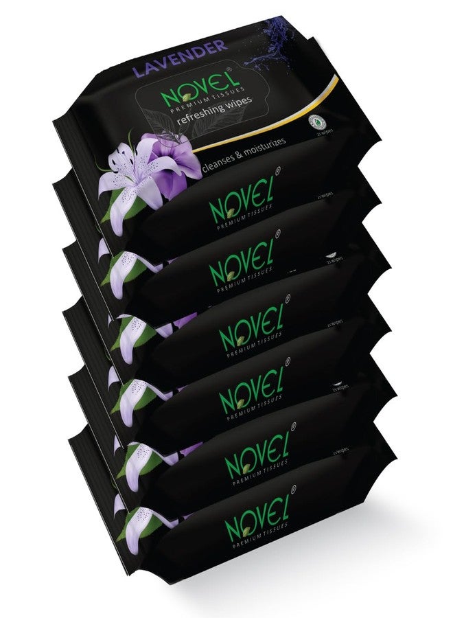NOVEL Alcoholic Free and Aqua Glycerine (Lavendar Fragnance) Wet Tissue (Pack of 6/150 Tissues) - Image 1
