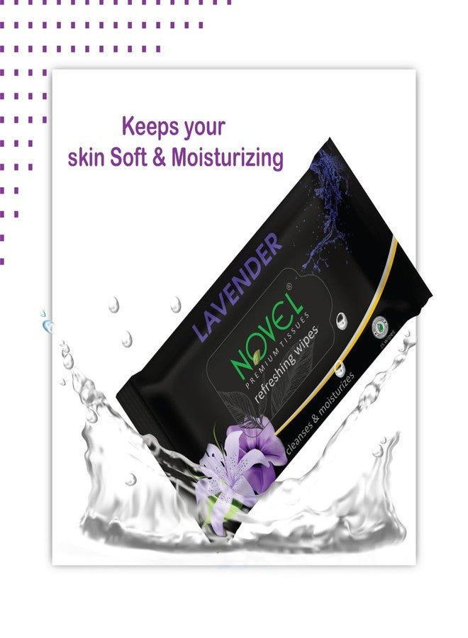 NOVEL Alcoholic Free and Aqua Glycerine (Lavendar Fragnance) Wet Tissue (Pack of 6/150 Tissues) - Image 2