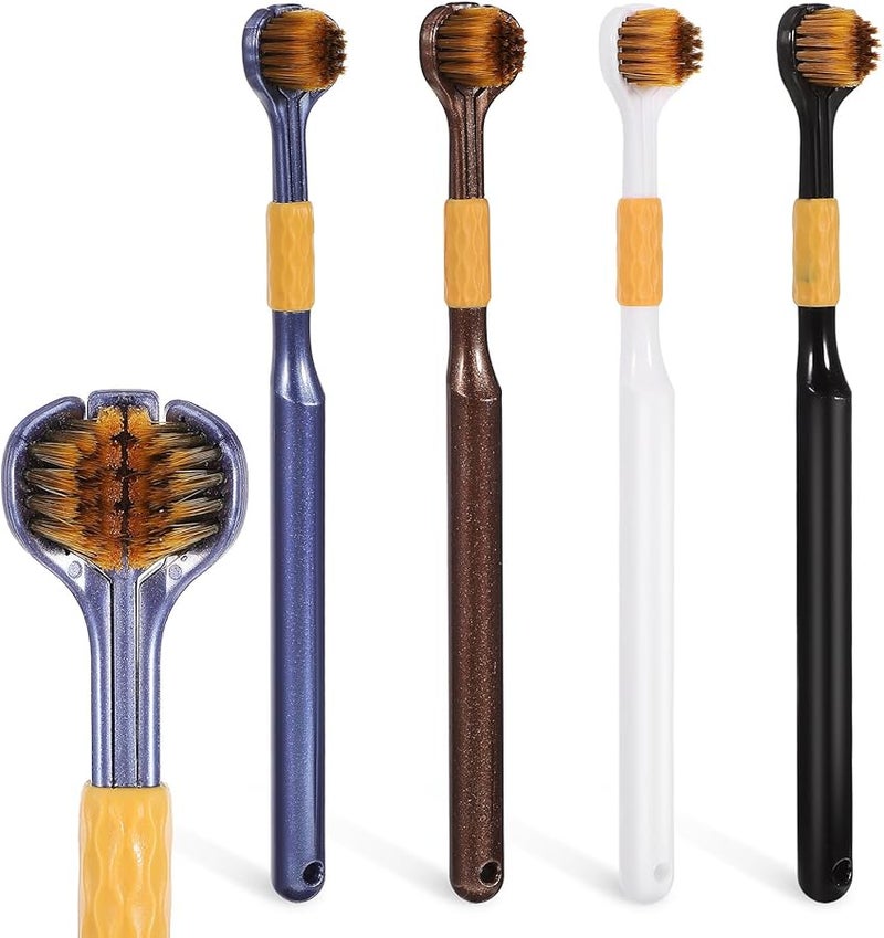 Didiseaon 4 Pcs Soft Bristle Three Sided Toothbrush For Adult Teeth Cleaning 7 28 Inch - Image 2