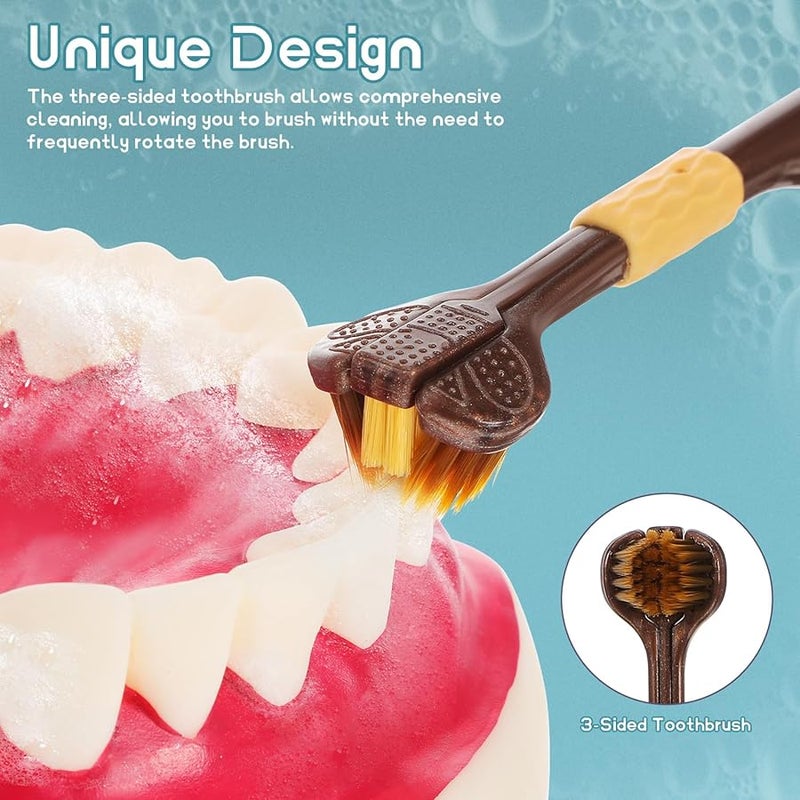 Didiseaon 4 Pcs Soft Bristle Three Sided Toothbrush For Adult Teeth Cleaning 7 28 Inch - Image 4