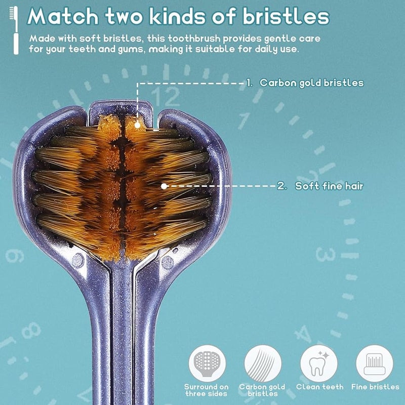 Didiseaon 4 Pcs Soft Bristle Three Sided Toothbrush For Adult Teeth Cleaning 7 28 Inch - Image 5