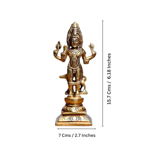SHANTI Brass Kaal Bhairav Idol, Bhairava/Bhairo Baba with Dog, Bhairav Statue for Pooja, Home Décor, Showpiece Height:- 6.1 Inche - Image 5
