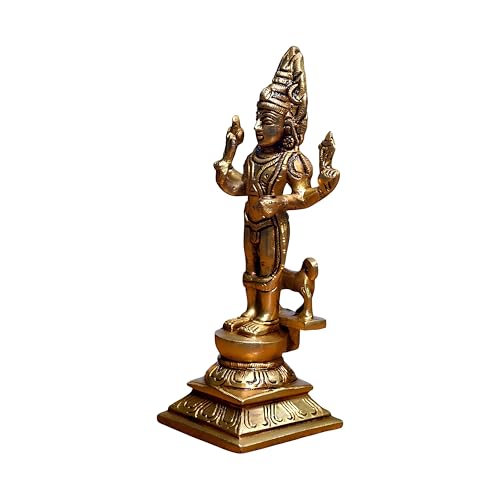 SHANTI Brass Kaal Bhairav Idol, Bhairava/Bhairo Baba with Dog, Bhairav Statue for Pooja, Home Décor, Showpiece Height:- 6.1 Inche - Image 2