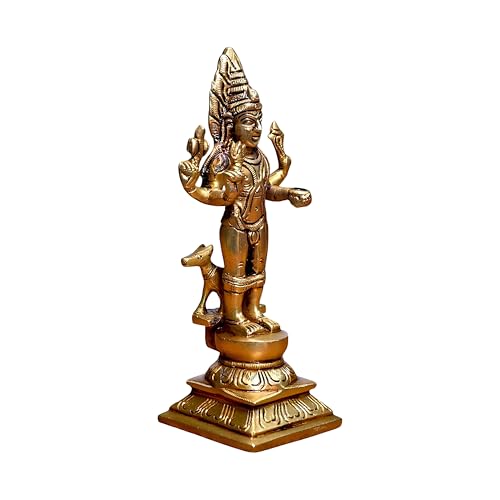 SHANTI Brass Kaal Bhairav Idol, Bhairava/Bhairo Baba with Dog, Bhairav Statue for Pooja, Home Décor, Showpiece Height:- 6.1 Inche - Image 3