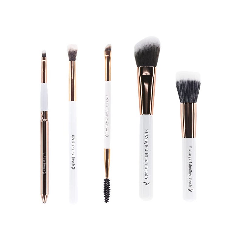 Starter Makeup Brush Set 5pc Perfect for Foundation Highlighting Blush Eyeshadow Eyeliner And Lipstick  Premium Synthetic Bristle