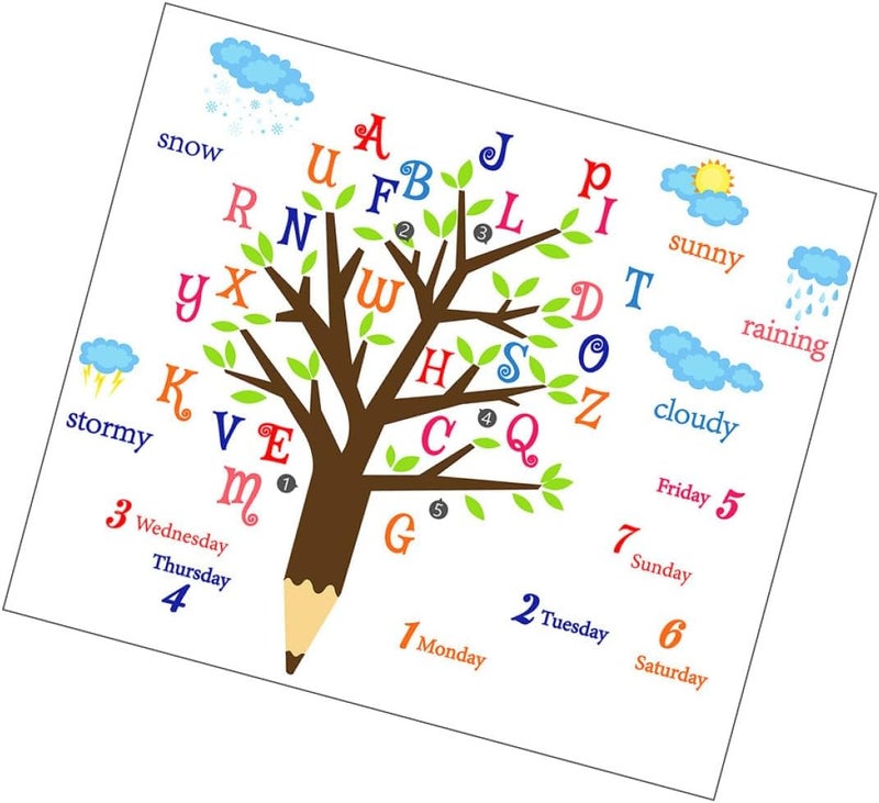 Educational Alphabet Wall Sticker Decal Set, Cartoon Letter Tree Wall Decals for ’ Bedroom and Playroom, Self-Adhesive 30x90cm 2pcs Nursery Room Decor - Image 1