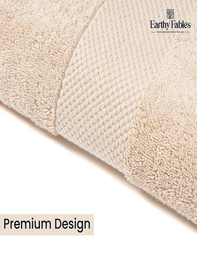 Earthy Fables Premium Face Towels - 100% Combed Cotton, 600 GSM, Ultra Soft, Quick Dry & Highly Absorbent, for Gym, Travel & Acne-Prone Skin, 30x30 cm, Set of 4 (Beige) - Image 3
