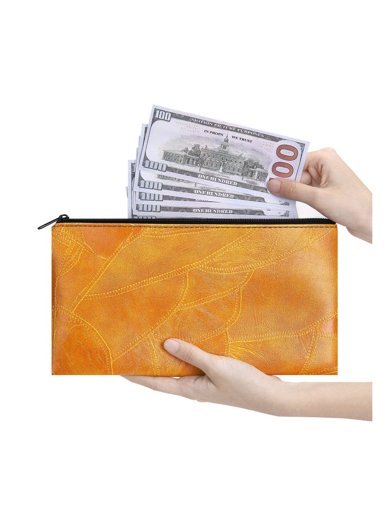 4-Pack Zippered PU Leatherette Security Wallet Pouches for Cash, Coins, Cosmetics, and Small Tools - Decorative Pattern 01, Ideal for Money Storage and Organization.  - Image 4