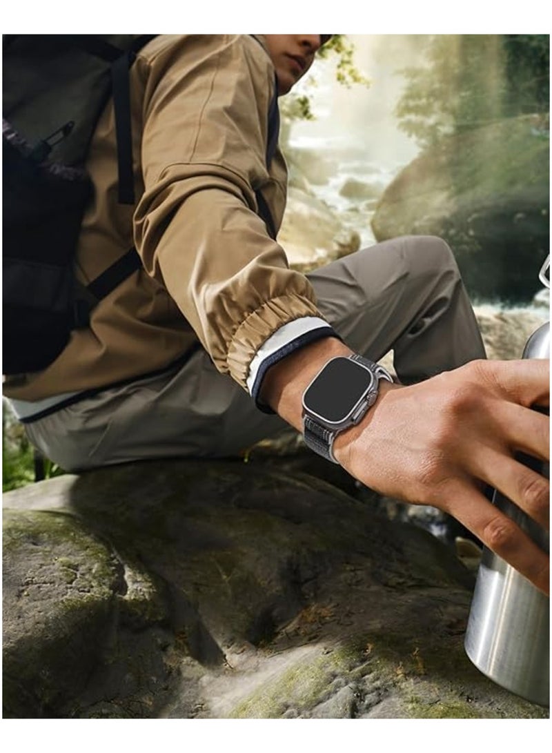Fabric Sport Rugged Watch Band Compatible with Apple Watch Ultra 1/2 49mm 46mm 45mm 44mm 42mm, Soft Nylon Loop Strap for iwatch Series 10 9 8 7 6 5 4 3 2 1 SE