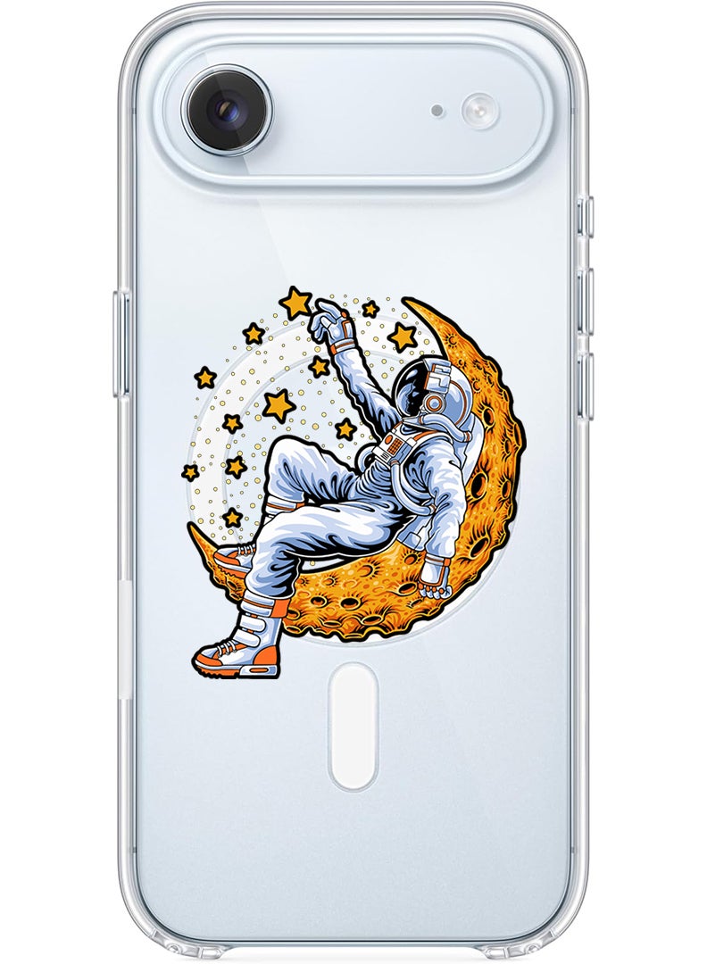 Theodor Magnetic Case for Apple iPhone 17 Air Compatible with MagSafe Wireless Charging, Shockproof Phone Bumper Cover - Astronaut lying on moon - Image 1