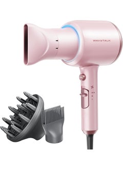 wavytalk Wavytalk Hair Dryer with Diffuser Blown Away Ionic Blow Dryer for Curly Hair with Comb 1875W Fast Drying Hair Dryer with Ceramic Technology 3 Attachments for All Hair Types Light and Quiet Pink 