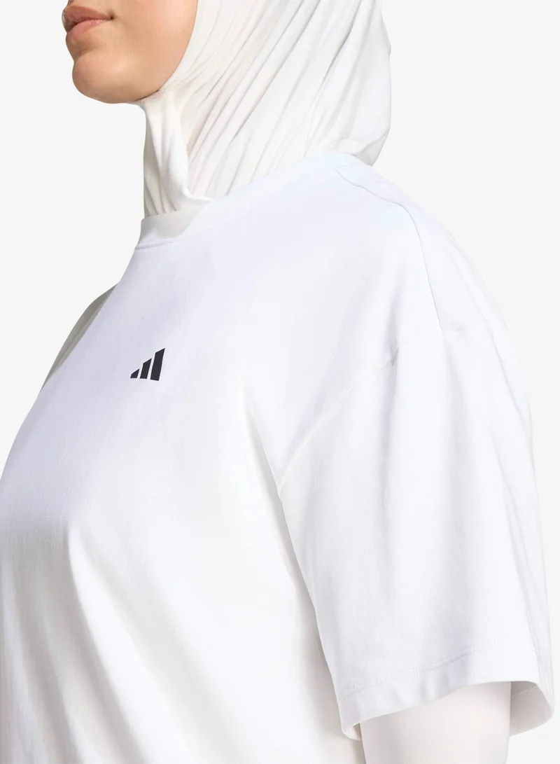 Adidas WHITE Primelift Essential Workout Oversized T-Shirt for Women | Best Price UAE