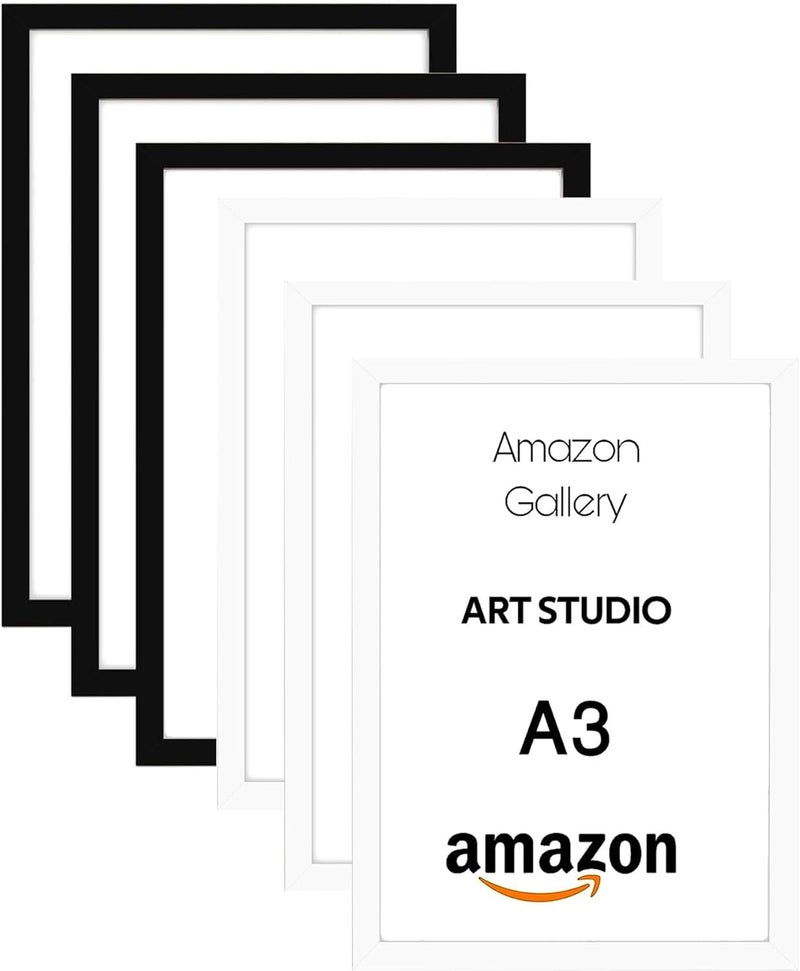 Photo Frame Set, A3 Size 30x40 cm, Wall-Mounted, Pack of 6 (Black&White-M-) - Image 1