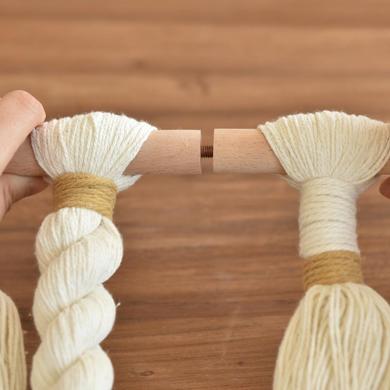 Flber Macrame Wall Hanging Woven Knot and Tassel Fringe Handmade Boho Wall Art for Bedroom, Living Room, or Entryway Decor 27" W x 29" L - Image 5