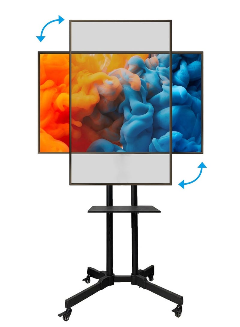 Rotating Mobile TV Cart Holds up to 110lbs,Rolling TVs Stand for 32-60 Inch, Portrait to Landscape, Heavy-Duty Floor Stand Base for Live Stream Video Conferencing Tiktok YouTube Zoom  - Image 1