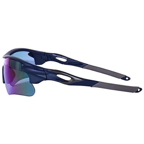 Dark Wost Sports Sunglasses for Cycling Cricket Trekking || HYDROPHOBIC || Full Coverage || UV 400 Protection || Mirrored Lens || Free Case Box || Pack Of 1 (BLUE) - Image 3