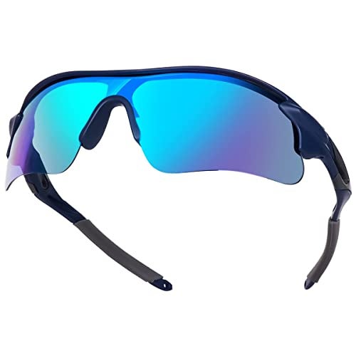 Dark Wost Sports Sunglasses for Cycling Cricket Trekking || HYDROPHOBIC || Full Coverage || UV 400 Protection || Mirrored Lens || Free Case Box || Pack Of 1 (BLUE) - Image 1