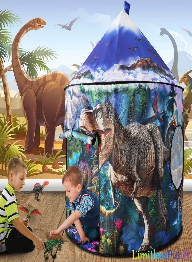 LimitlessFunN Dinosaur Pop Up Kids Play Tent | Includes Star Lights & Carrying Case |, Children Indoor Castle Playhouse for Boys, Toddlers, 41" D x 41" W x 53" H - Image 3