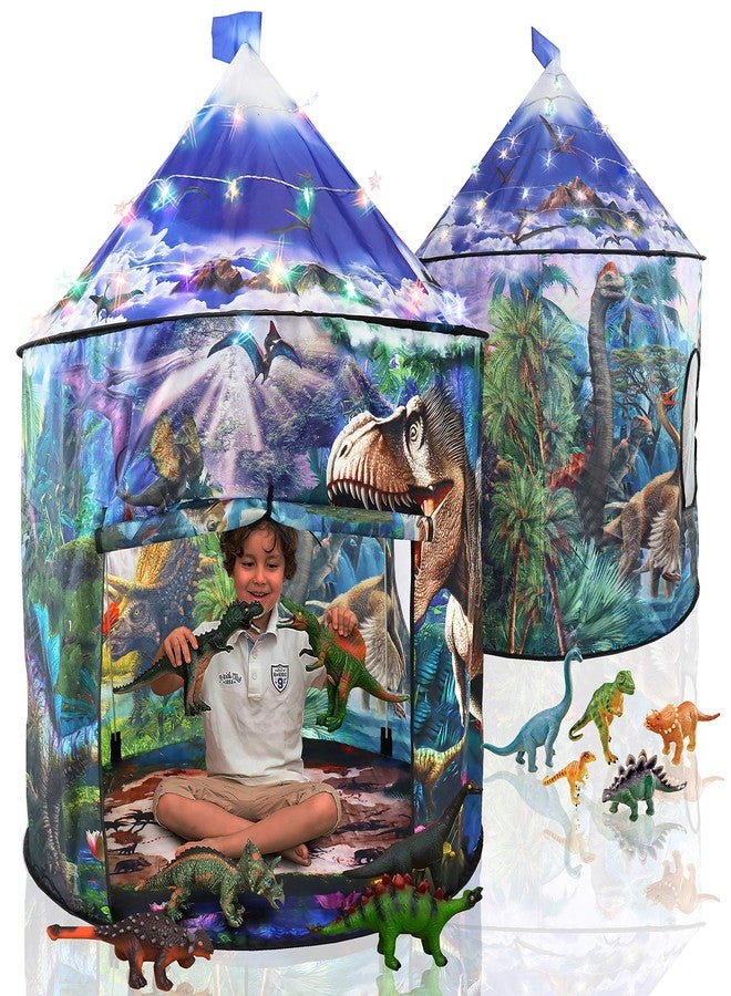 LimitlessFunN Dinosaur Pop Up Kids Play Tent | Includes Star Lights & Carrying Case |, Children Indoor Castle Playhouse for Boys, Toddlers, 41" D x 41" W x 53" H - Image 1
