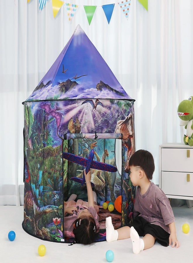 LimitlessFunN Dinosaur Pop Up Kids Play Tent | Includes Star Lights & Carrying Case |, Children Indoor Castle Playhouse for Boys, Toddlers, 41" D x 41" W x 53" H - Image 5