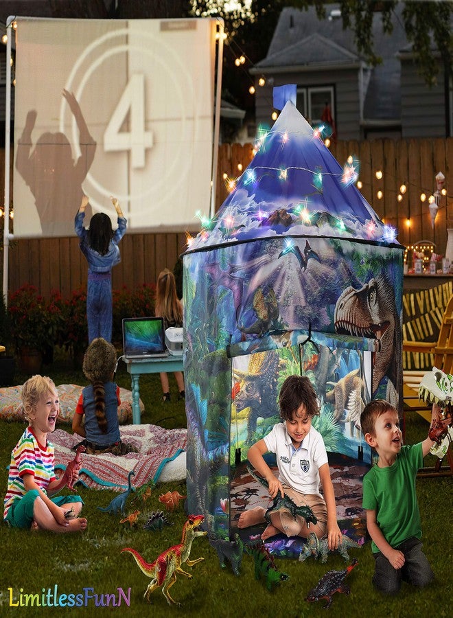 LimitlessFunN Dinosaur Pop Up Kids Play Tent | Includes Star Lights & Carrying Case |, Children Indoor Castle Playhouse for Boys, Toddlers, 41" D x 41" W x 53" H - Image 2