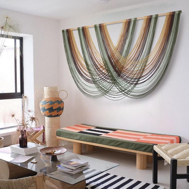 Flber Macrame Wall Hanging Boho Wall Decor Yarn Wall Art Tapestry Bedroom Living Room Nursery Apartment Home Decor 57" W x 31" L - Image 3