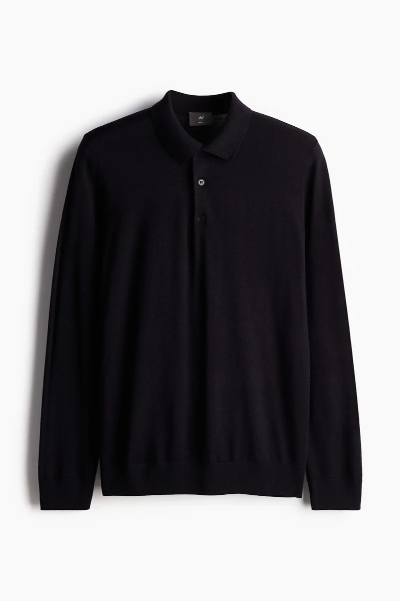 H&M Slim Fit Wool Polo Shirt
