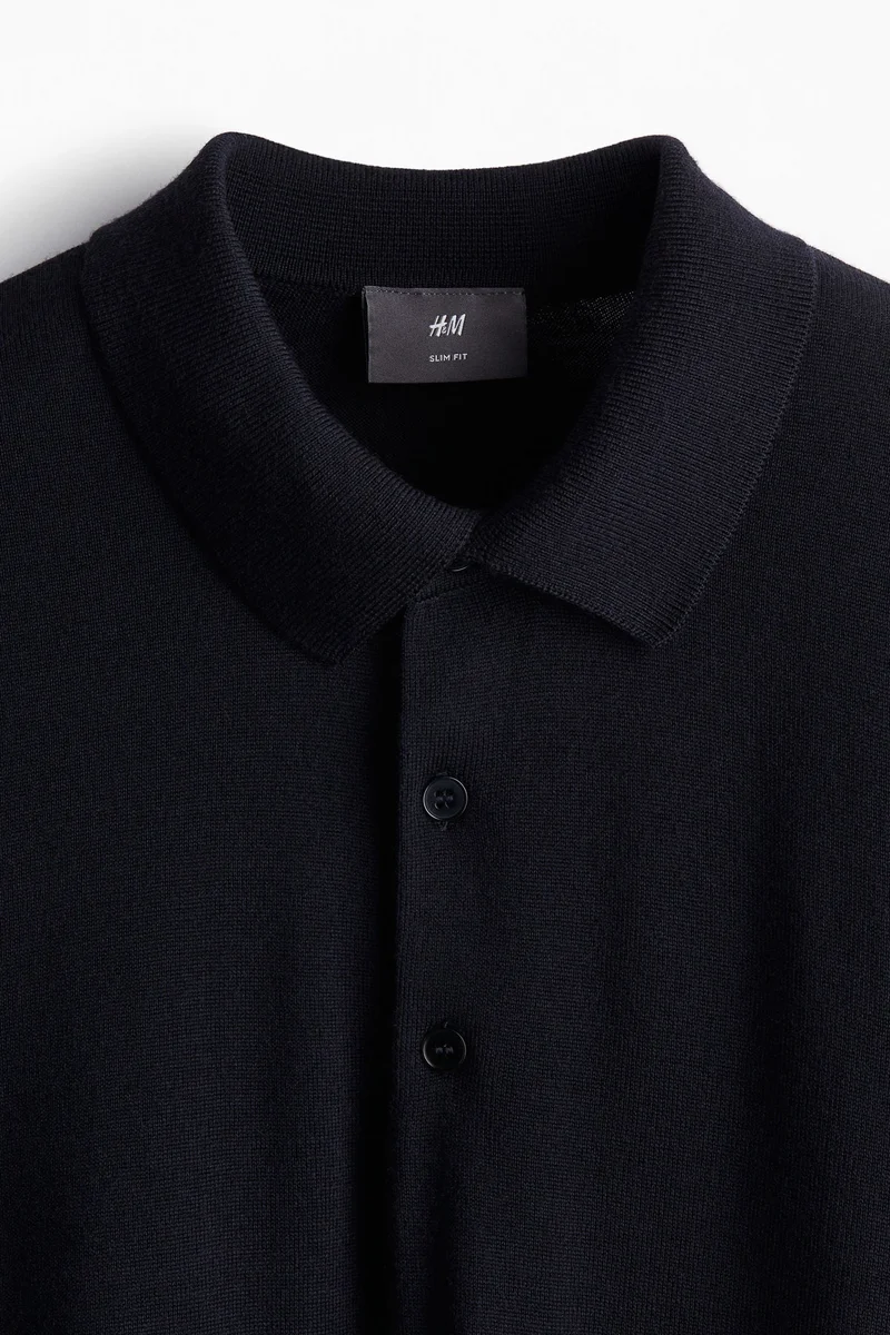 H&M Slim Fit Wool Polo Shirt