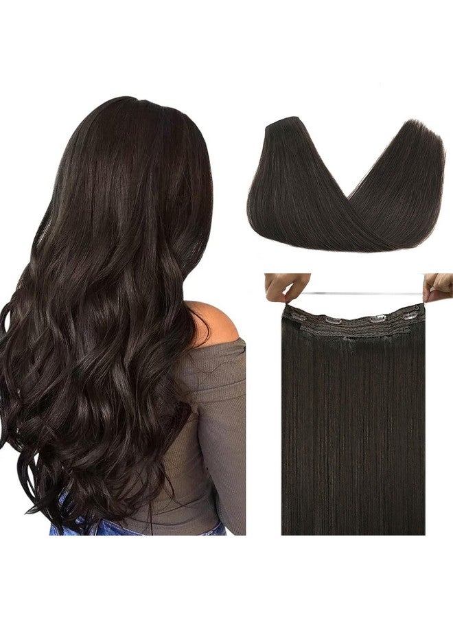 DOORES Hair Extensions Wire Dark Brown 18 Inch 95G Natural Straight Remy Human Hair Extensions Wire Hair Extensions With Transparent Fish Line Invisible Hairpiece - Image 1