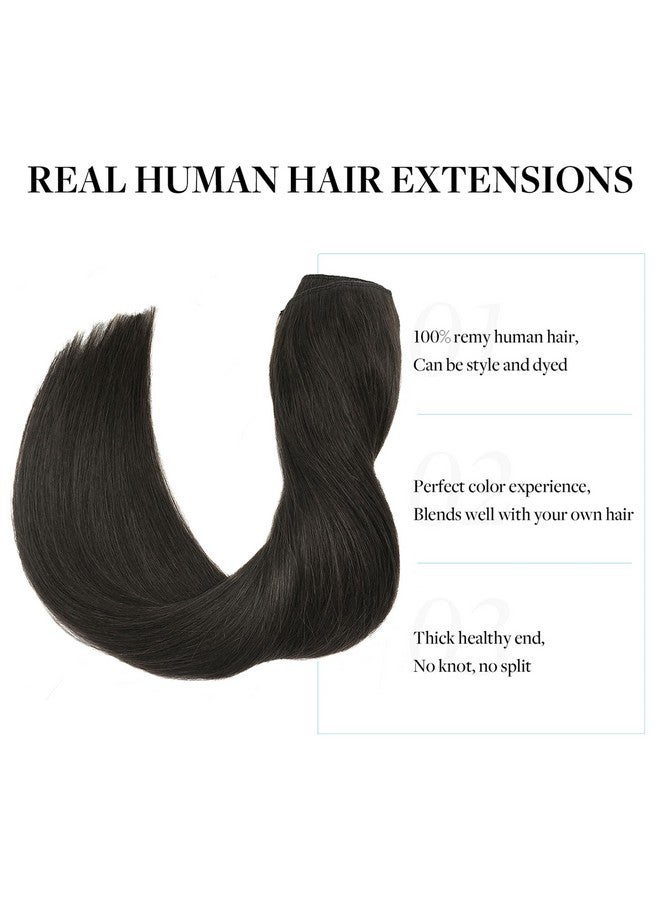 DOORES Hair Extensions Wire Dark Brown 18 Inch 95G Natural Straight Remy Human Hair Extensions Wire Hair Extensions With Transparent Fish Line Invisible Hairpiece - Image 2