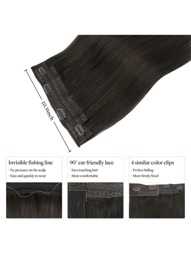 DOORES Hair Extensions Wire Dark Brown 18 Inch 95G Natural Straight Remy Human Hair Extensions Wire Hair Extensions With Transparent Fish Line Invisible Hairpiece - Image 3