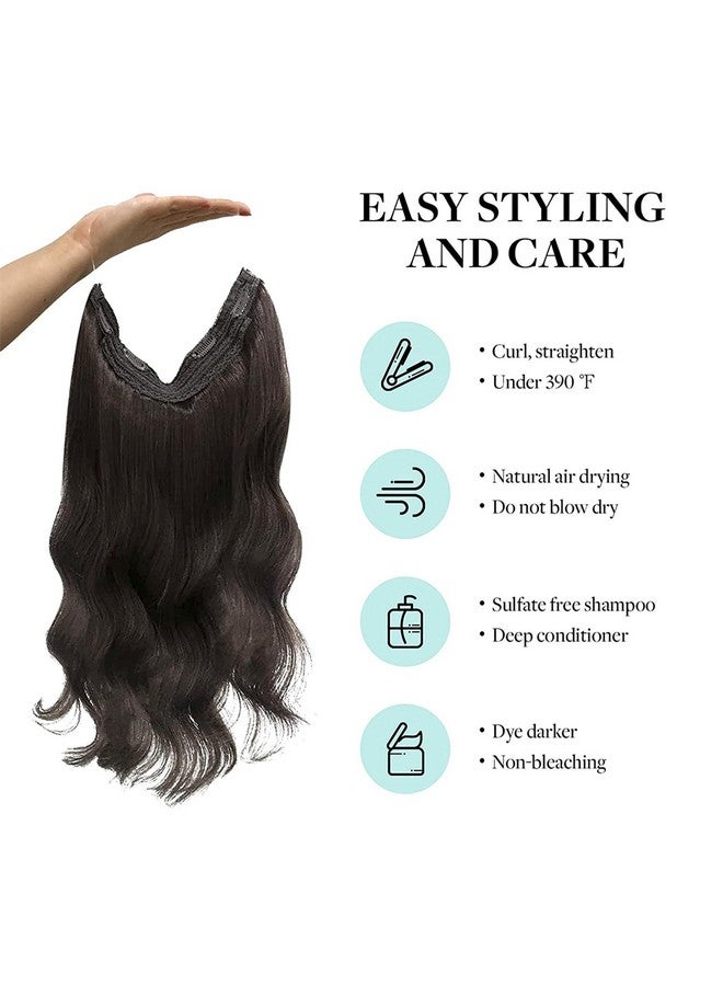 DOORES Hair Extensions Wire Dark Brown 18 Inch 95G Natural Straight Remy Human Hair Extensions Wire Hair Extensions With Transparent Fish Line Invisible Hairpiece - Image 5