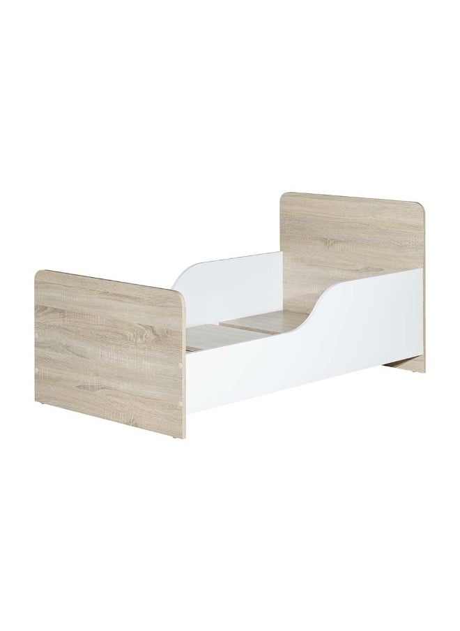 DANUBE HOME Kinder 70X130 Toddler Bed Comfortable Wooden Bed Strong And Sturdy Modern Design Bed Frame Bedroom Furniture For Kids - White & Sonoma Oak  - Image 2