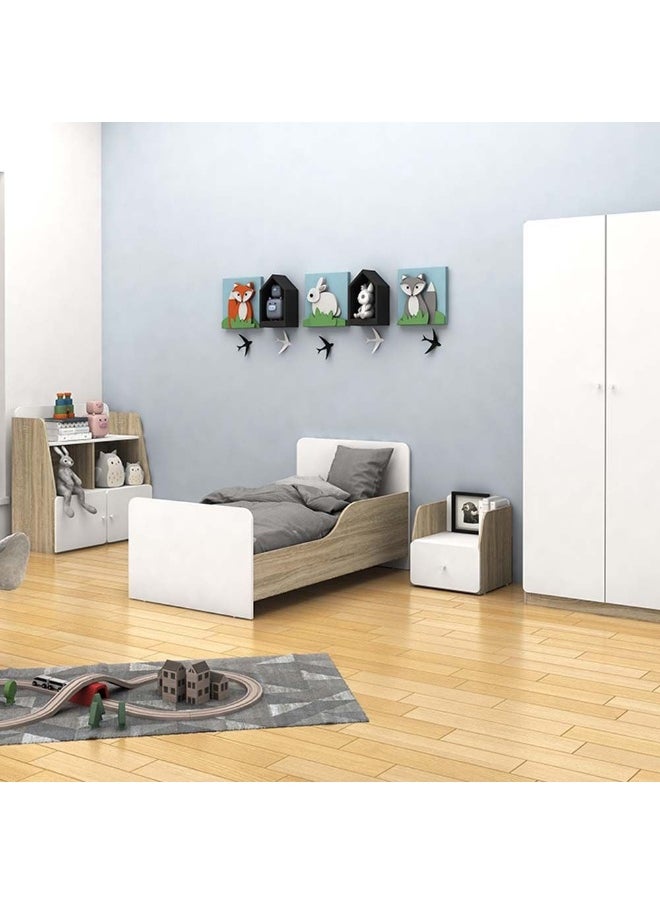 DANUBE HOME Kinder 70X130 Toddler Bed Comfortable Wooden Bed Strong And Sturdy Modern Design Bed Frame Bedroom Furniture For Kids - White & Sonoma Oak  - Image 3