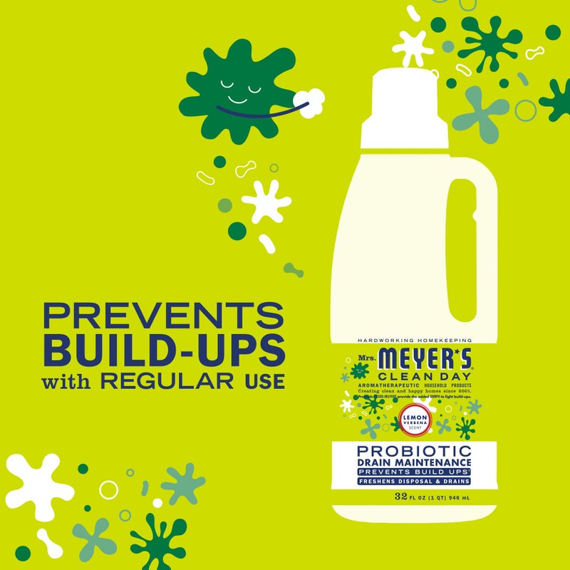 MRS. MEYER'S CLEAN DAY Probiotic Drain Maintenance Liquid, Lemon Verbena, Freshens Disposals and Drains, 32 Fl Oz - Image 4