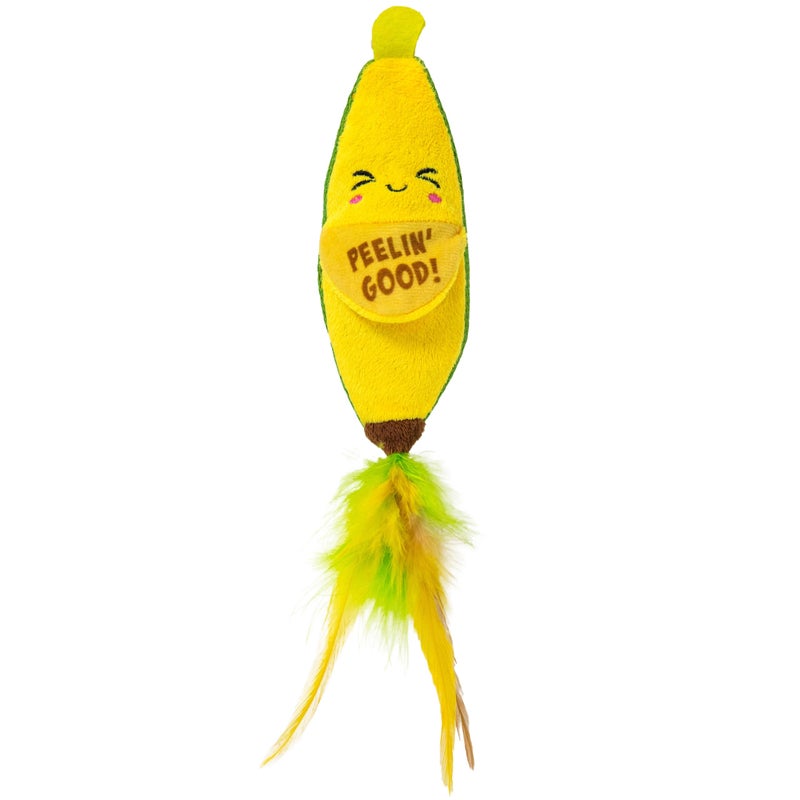 Catstages Peelin' Good Banana Kicker Dental Catnip Toy, Yellow - Image 1