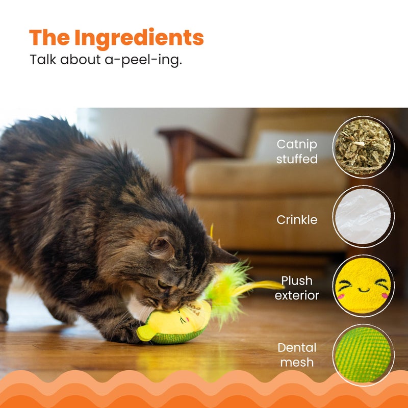 Catstages Peelin' Good Banana Kicker Dental Catnip Toy, Yellow - Image 4