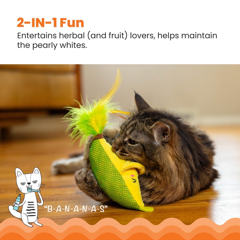Catstages Peelin' Good Banana Kicker Dental Catnip Toy, Yellow - Image 2