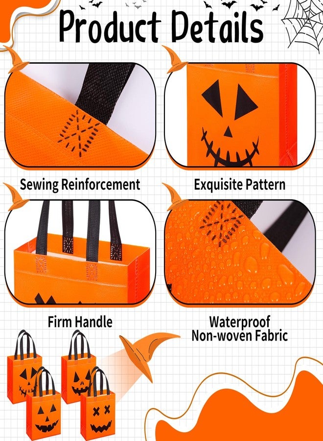 Lincia 24 Pcs Halloween Non Woven Pumpkin Bag 8.6" x 9" Reusable Trick or Treat Gift Candy Goody Tote Bag for Halloween Party Favors - Image 5