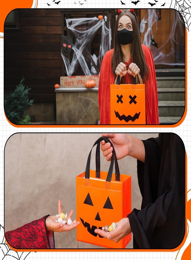 Lincia 24 Pcs Halloween Non Woven Pumpkin Bag 8.6" x 9" Reusable Trick or Treat Gift Candy Goody Tote Bag for Halloween Party Favors - Image 2