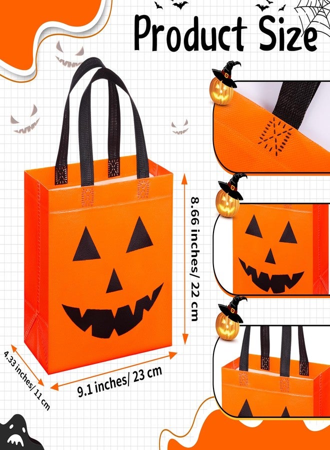 Lincia 24 Pcs Halloween Non Woven Pumpkin Bag 8.6" x 9" Reusable Trick or Treat Gift Candy Goody Tote Bag for Halloween Party Favors - Image 3