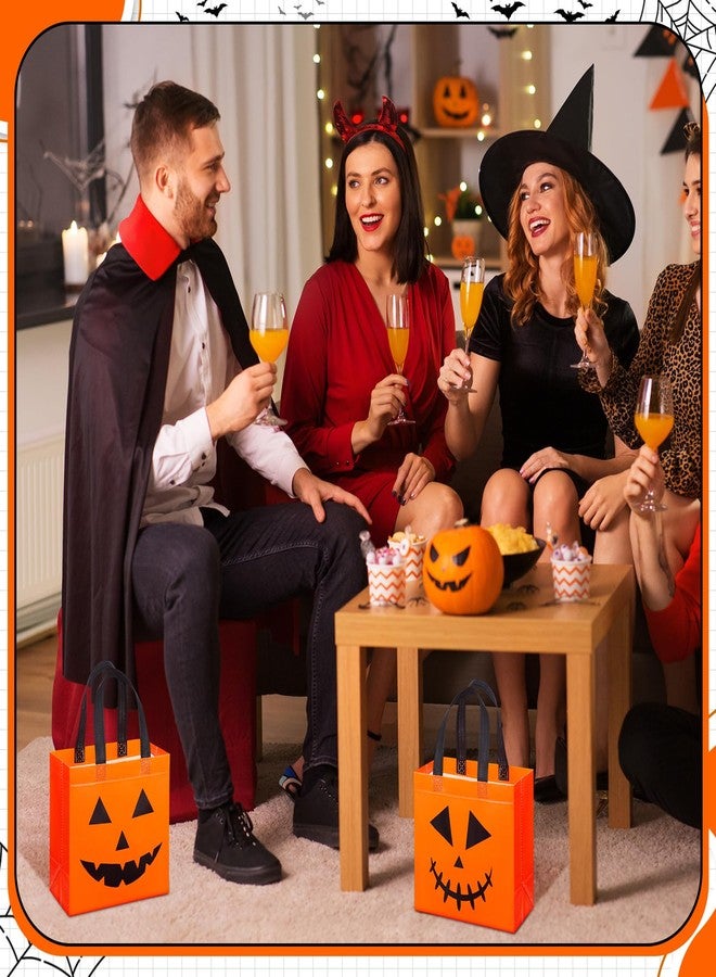 Lincia 24 Pcs Halloween Non Woven Pumpkin Bag 8.6" x 9" Reusable Trick or Treat Gift Candy Goody Tote Bag for Halloween Party Favors - Image 4