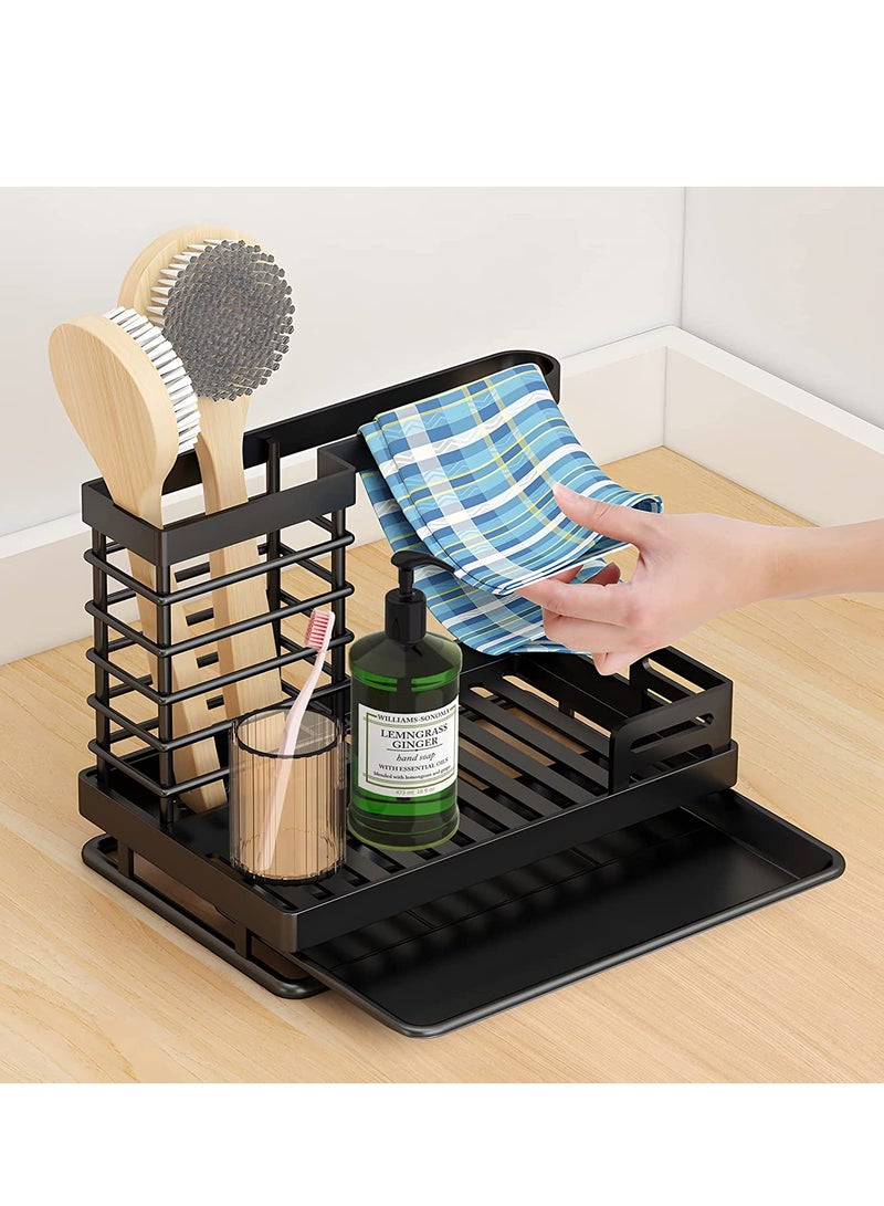 KASTWAVE حامل حوض المطبخ، منظم حوض المطبخ، حامل إسفنجة حوض المطبخ مع صينية تصريف، حامل فرشاة إسفنج المطبخ لتخزين تنظيم المطبخ، مستلزمات المنزل - Image 1