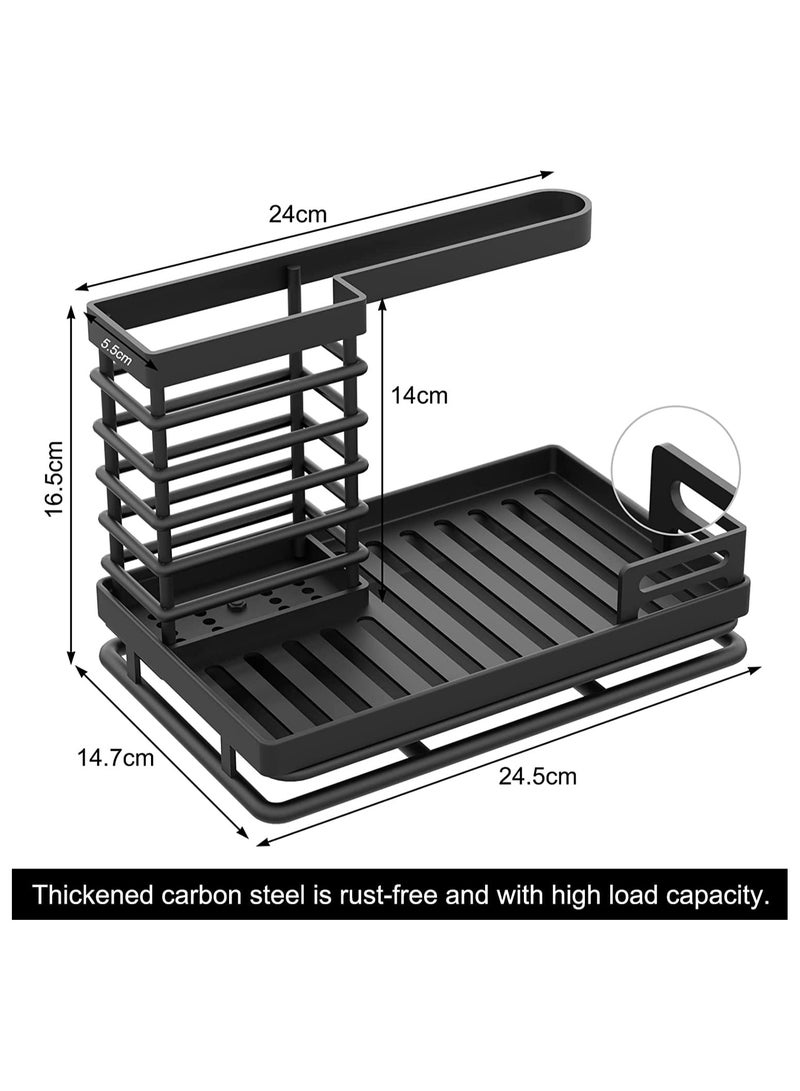 KASTWAVE حامل حوض المطبخ، منظم حوض المطبخ، حامل إسفنجة حوض المطبخ مع صينية تصريف، حامل فرشاة إسفنج المطبخ لتخزين تنظيم المطبخ، مستلزمات المنزل - Image 2