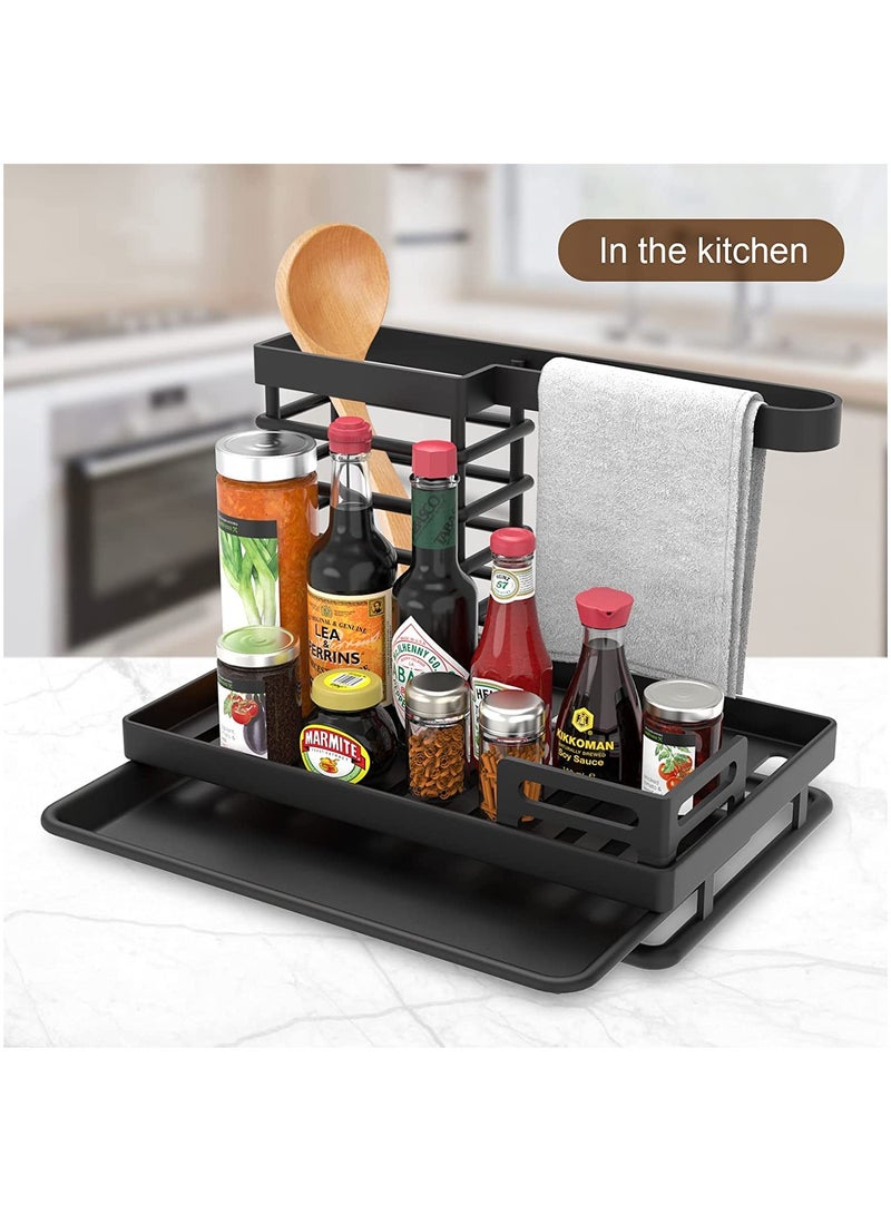 KASTWAVE حامل حوض المطبخ، منظم حوض المطبخ، حامل إسفنجة حوض المطبخ مع صينية تصريف، حامل فرشاة إسفنج المطبخ لتخزين تنظيم المطبخ، مستلزمات المنزل - Image 4