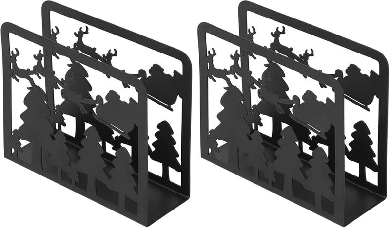 حلقات مناديل عيد الميلاد من الإلك مصممة من الفولاذ المقاوم للصدأ بتصميم سميك للمطبخ والطاولة - Image 1